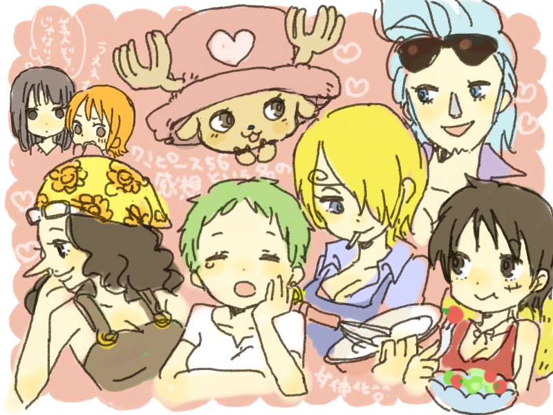 nami, monkey d. luffy, nico robin, roronoa zoro, sanji, and 3 more (one piece) drawn by yukke