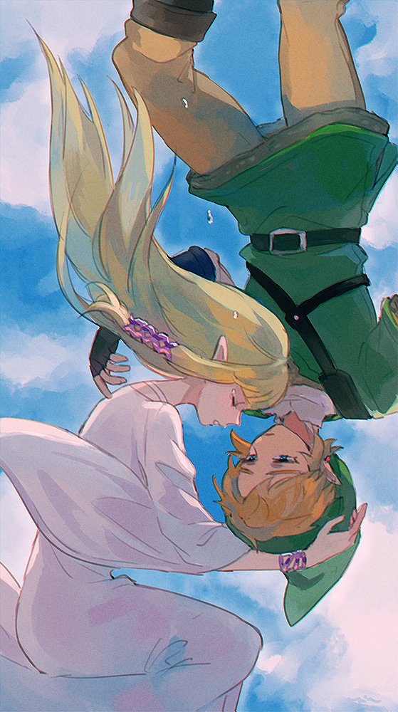 link and princess zelda (the legend of zelda and 1 more) drawn by rain_rkgk