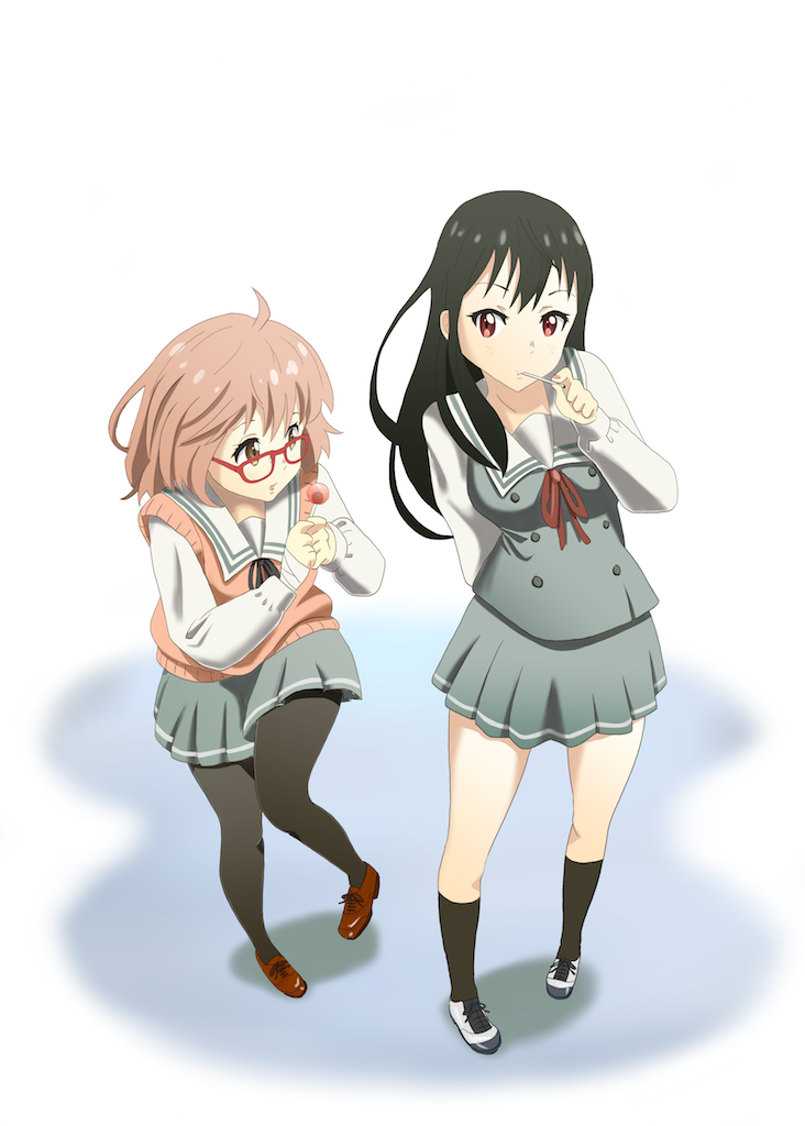 kuriyama mirai and nase mitsuki (kyoukai no kanata) drawn by b_(papiopine)