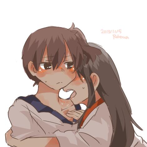 kaga and akagi (kantai collection) drawn by rebecca_(keinelove)