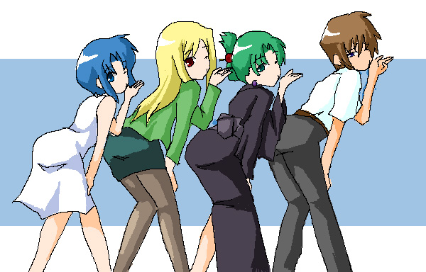 maebara keiichi, takano miyo, chie rumiko, and sonozaki akane (higurashi no naku koro ni and 1 more)