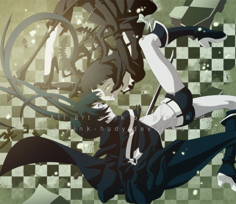 black rock shooter and dead master (black rock shooter) drawn by pink-hudy