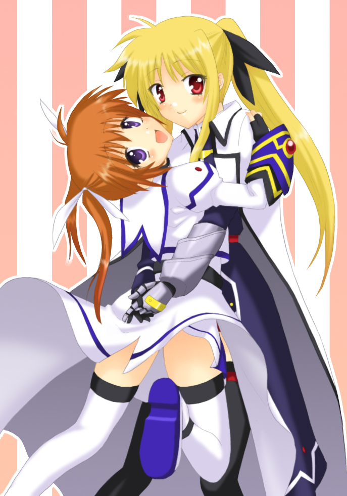 fate testarossa and takamachi nanoha (lyrical nanoha and 1 more) drawn by saki_chisuzu