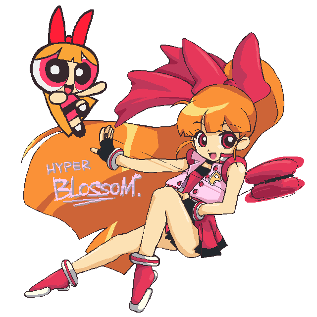 blossom, akazutsumi momoko, and hyper blossom (powerpuff girls and 1 more) drawn by skiyaki337