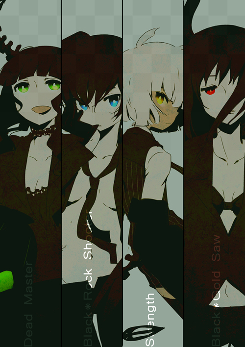 black rock shooter, dead master, strength, and black gold saw (black rock shooter) drawn by kl_(dgzonbi)