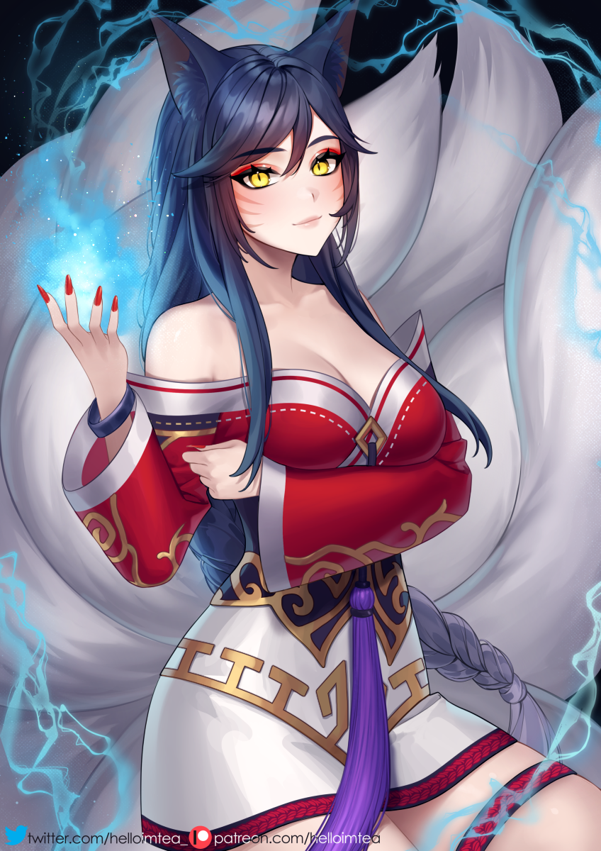 ahri (league of legends) drawn by helloimtea