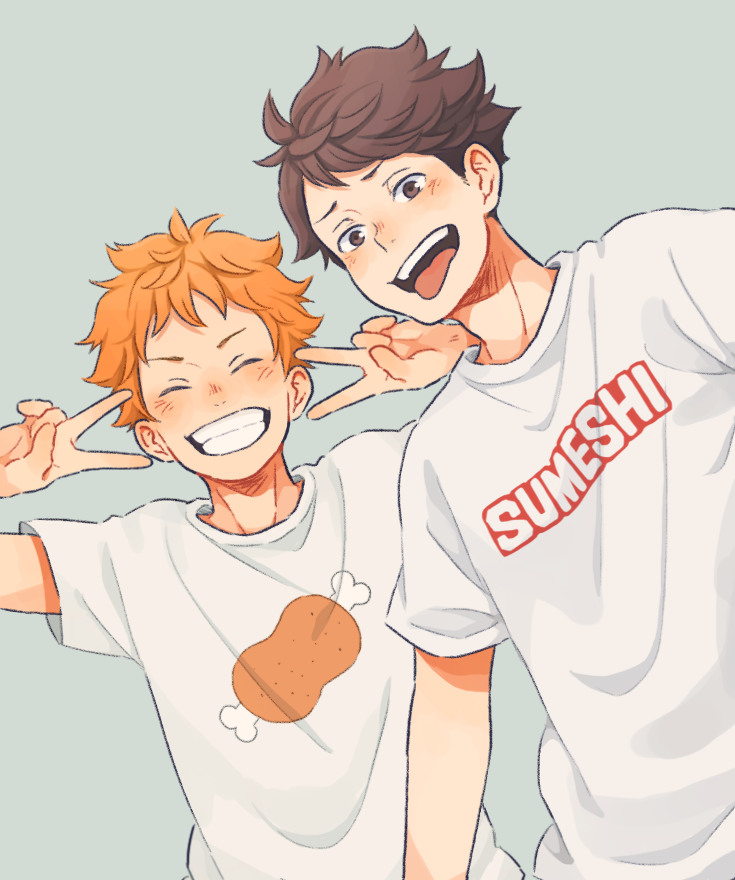 hinata shouyou and oikawa tooru (haikyuu!!) drawn by laugh_111