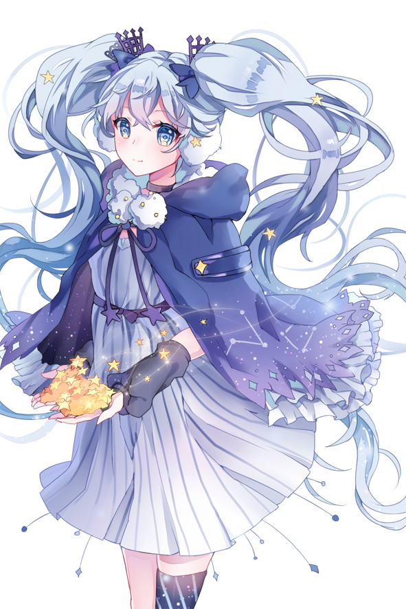 hatsune miku and fuyu no yoru miku (vocaloid) drawn by oninaart