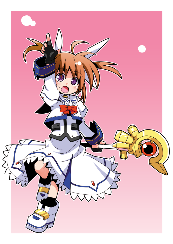 takamachi nanoha and raising heart (lyrical nanoha and 2 more) drawn by totsuki_tooka