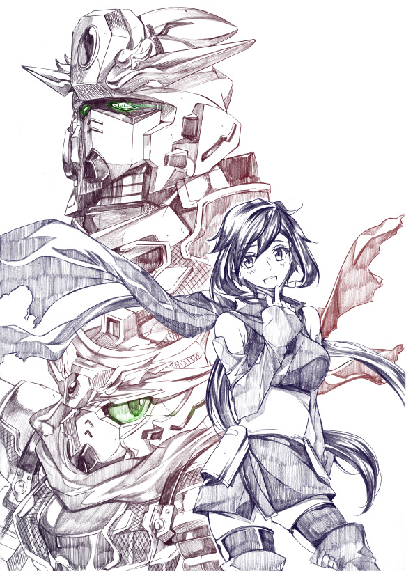 ayame and rx-zeromaru (gundam and 1 more) drawn by yumemitsuki_(hagakure)