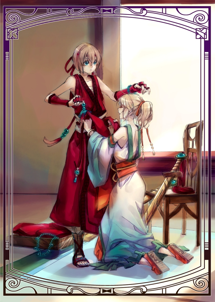 lazlo and flare en kuldes (gensou suikoden and 1 more) drawn by ichiko_milk_tei