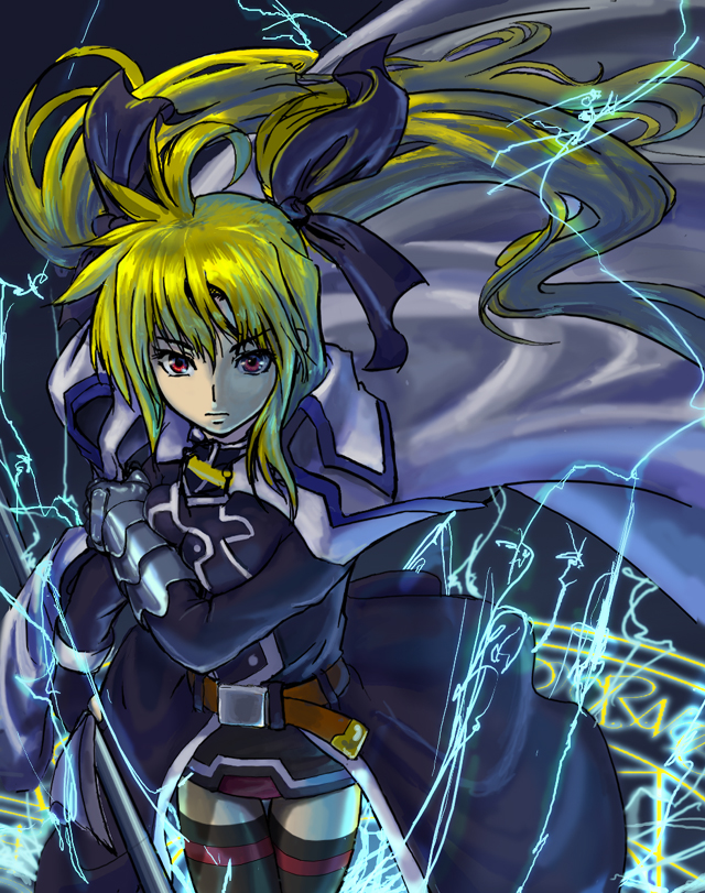 fate testarossa and bardiche (lyrical nanoha and 1 more) drawn by magure_(artist)
