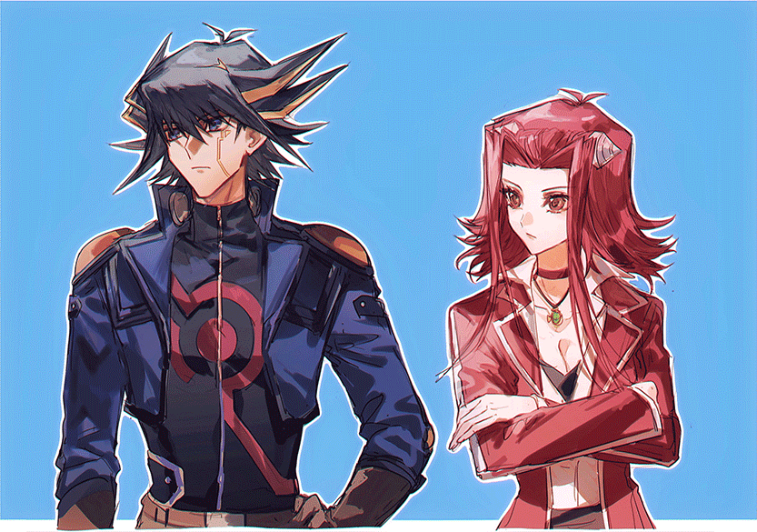 fudo yusei and izayoi aki (yu-gi-oh! and 1 more) drawn by naoki_(2rzmcaizerails6)
