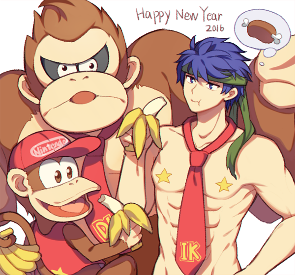 ike, donkey kong, and diddy kong (fire emblem and 3 more) drawn by wusagi2