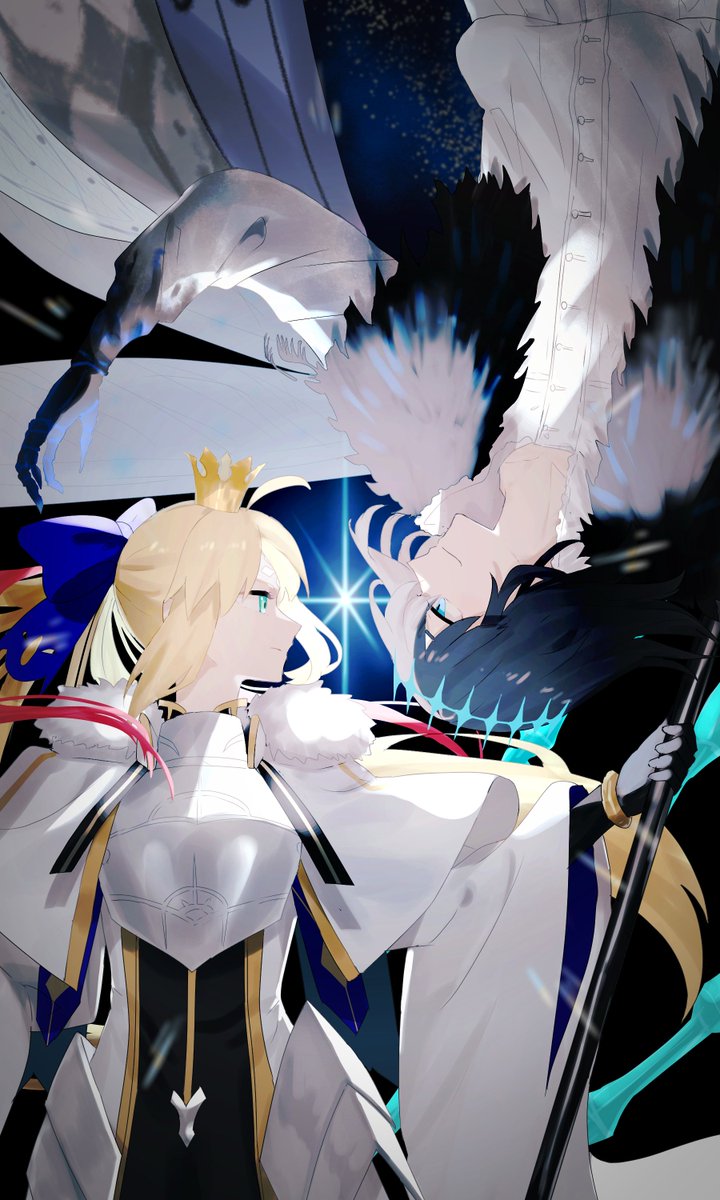 artoria pendragon, artoria caster, and oberon (fate and 1 more) drawn by ninjin_(ne_f_g_o)