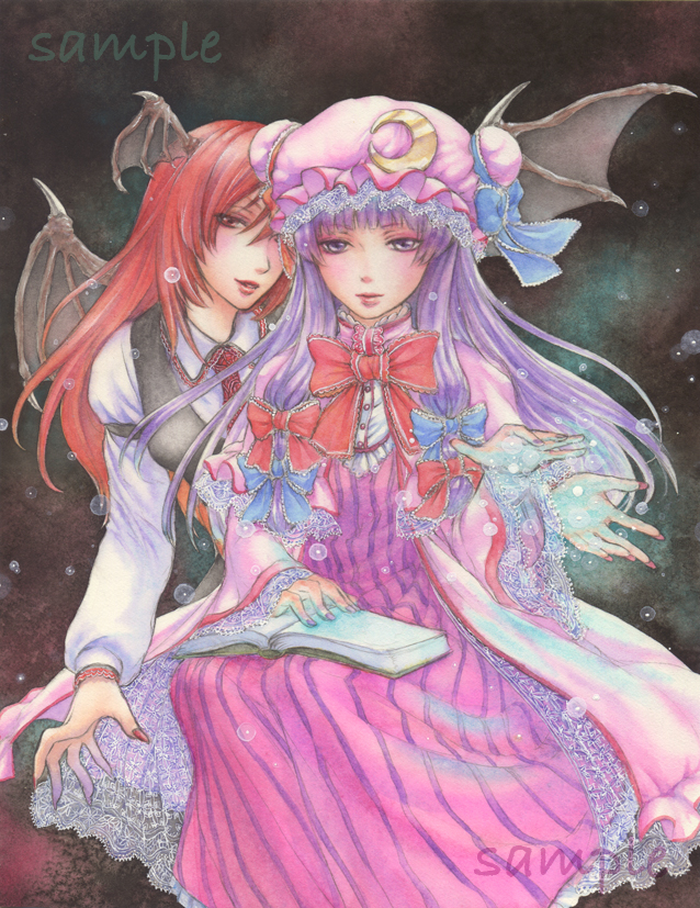 patchouli knowledge and koakuma (touhou) drawn by wacolor