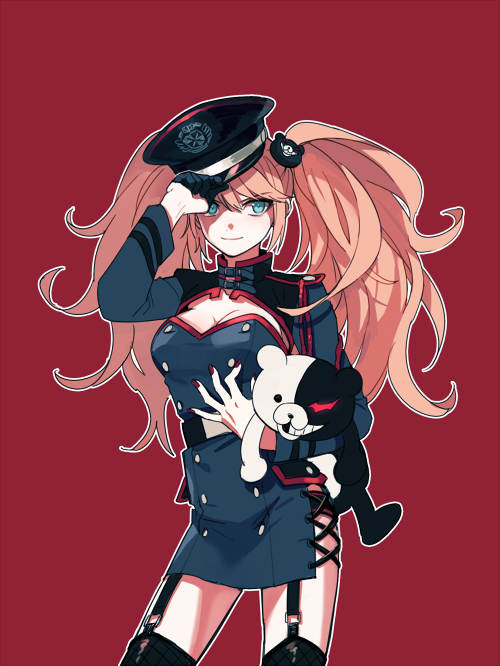 enoshima junko and monokuma (danganronpa and 1 more) drawn by dg_xhs