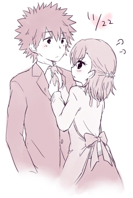 misaka mikoto and kamijou touma (toaru majutsu no index and 1 more) drawn by nae_(rno)