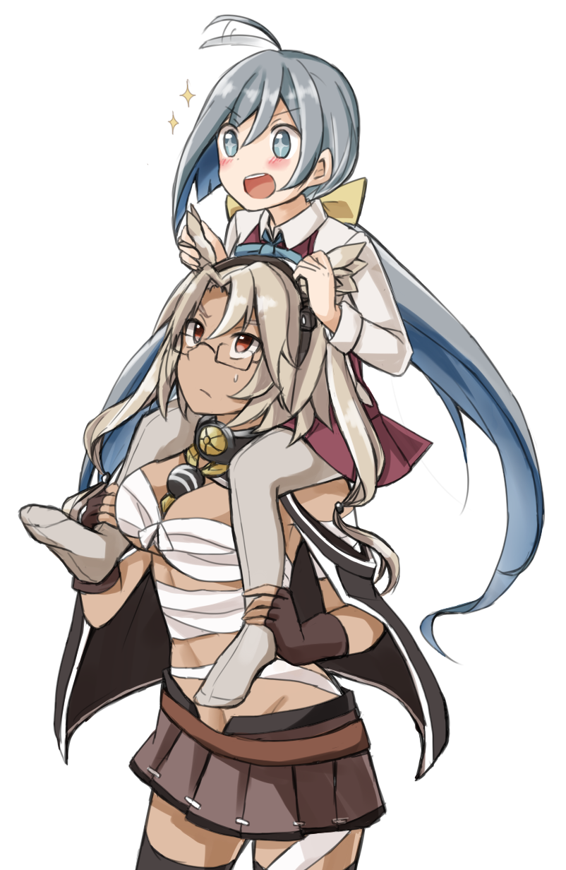 musashi, kiyoshimo, and musashi kai (kantai collection) drawn by riz_(ravel_dc)