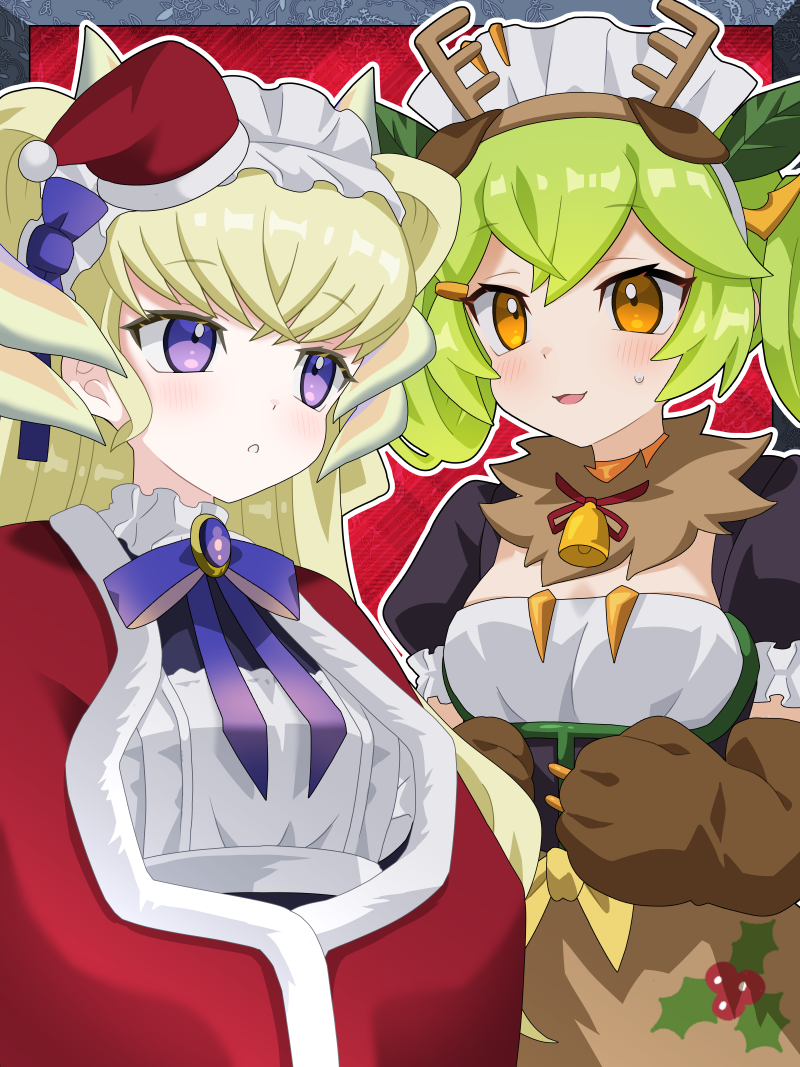 parlor dragonmaid and lattice dragonmaid (yu-gi-oh!) drawn by kura_(xxcracy)