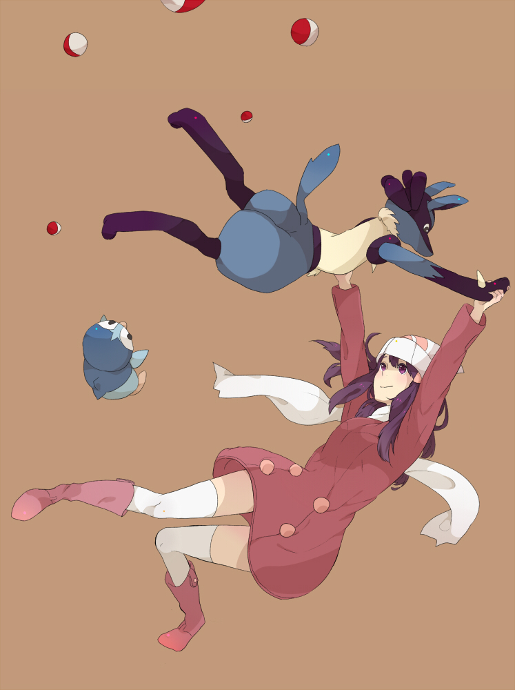 dawn, piplup, and lucario (pokemon and 2 more) drawn by mata_tabi
