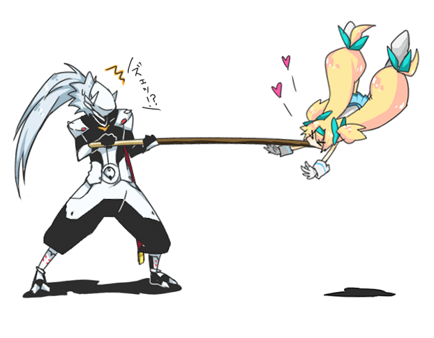platinum the trinity and hakumen (blazblue) drawn by rate_(aok1)