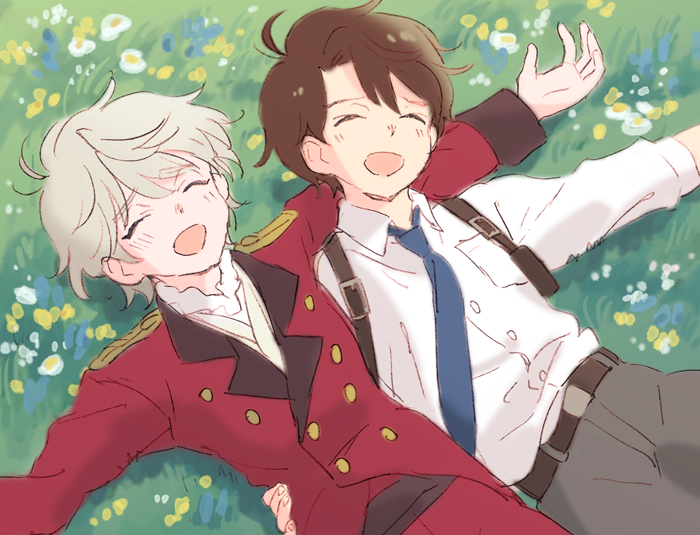 slaine troyard and kaizuka inaho (aldnoah.zero) drawn by momoishi