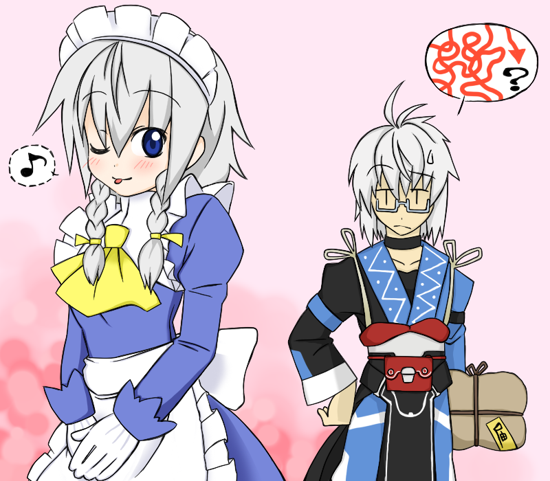 izayoi sakuya and morichika rinnosuke (touhou) drawn by sag_(karehabase)