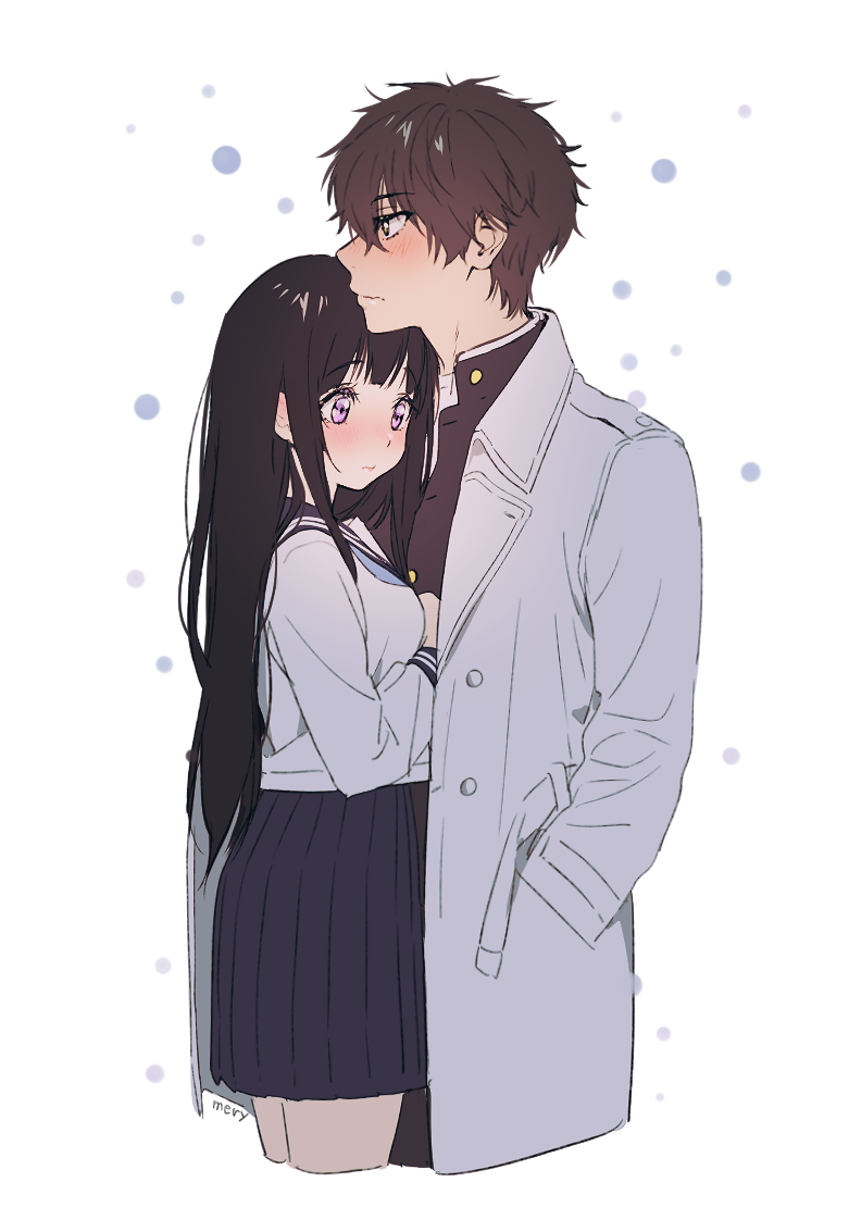 chitanda eru and oreki houtarou (hyouka) drawn by mery_(yangmalgage)