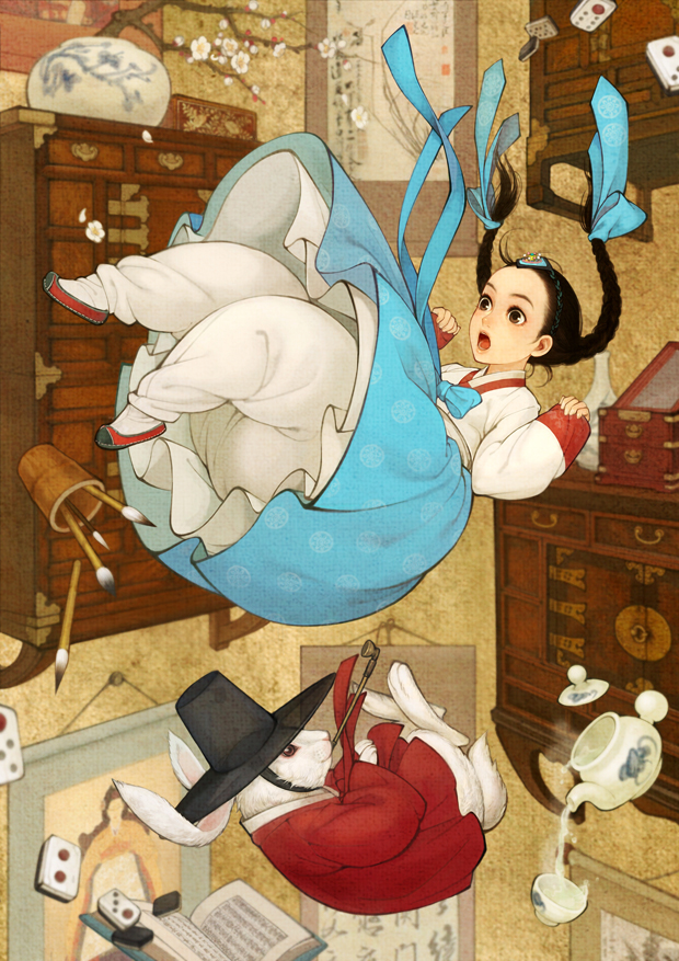 alice and white rabbit (alice's adventures in wonderland) drawn by nayoung_wooh