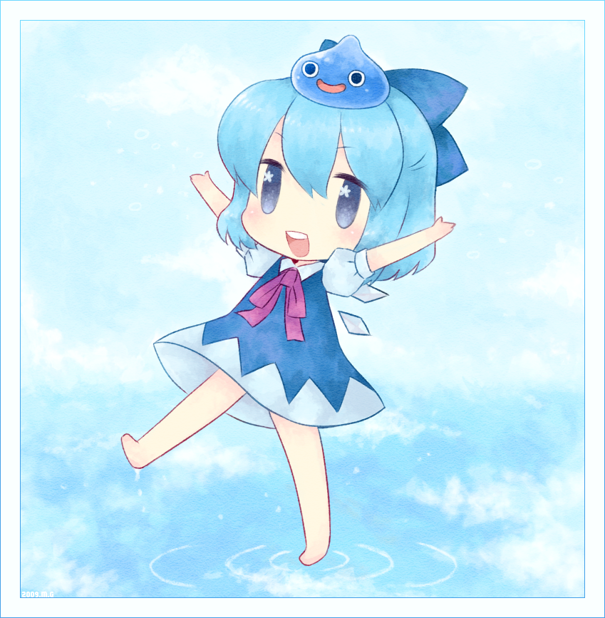 cirno and slime (touhou and 1 more) drawn by mg