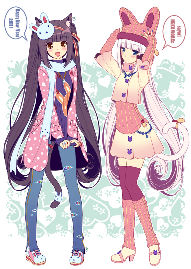 chocola and vanilla (nekopara) drawn by sayori_(neko_works)