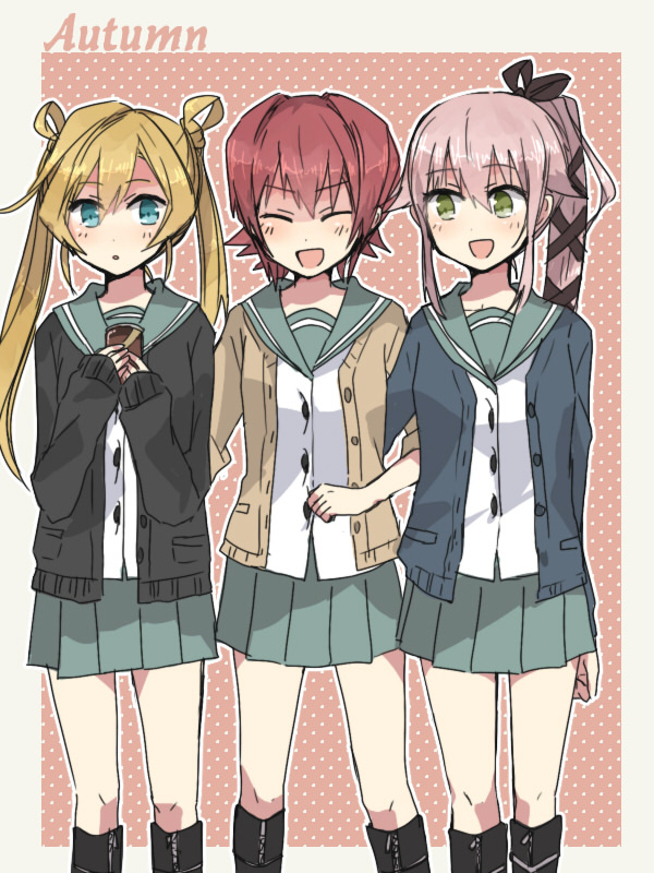 yura, abukuma, kinu, and abukuma kai ni (kantai collection) drawn by annin_musou