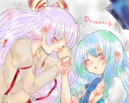 fujiwara no mokou and kamishirasawa keine (touhou) drawn by takamura