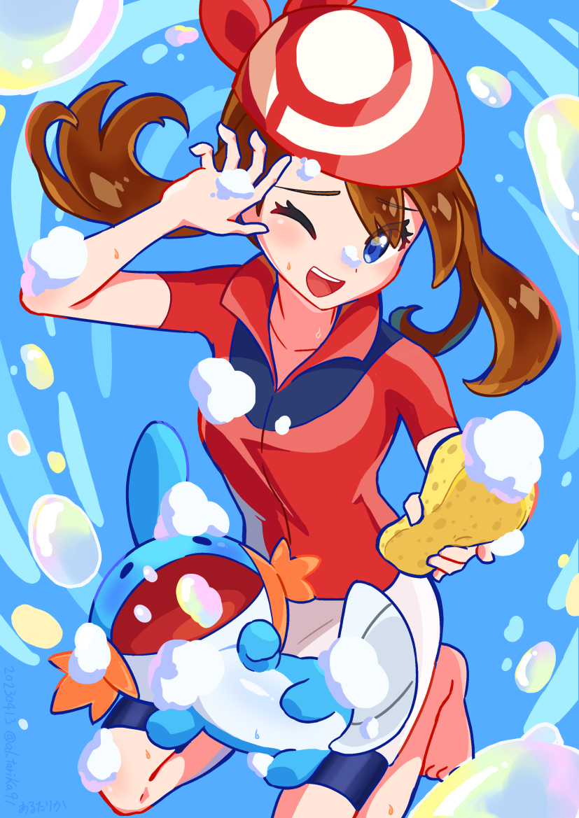 may and mudkip (pokemon and 1 more) drawn by arutarika_(ri_kaoekaki)