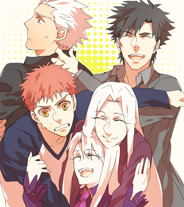 illyasviel von einzbern, emiya shirou, emiya kiritsugu, irisviel von einzbern, and archer (fate and 2 more) drawn by sukumaraku