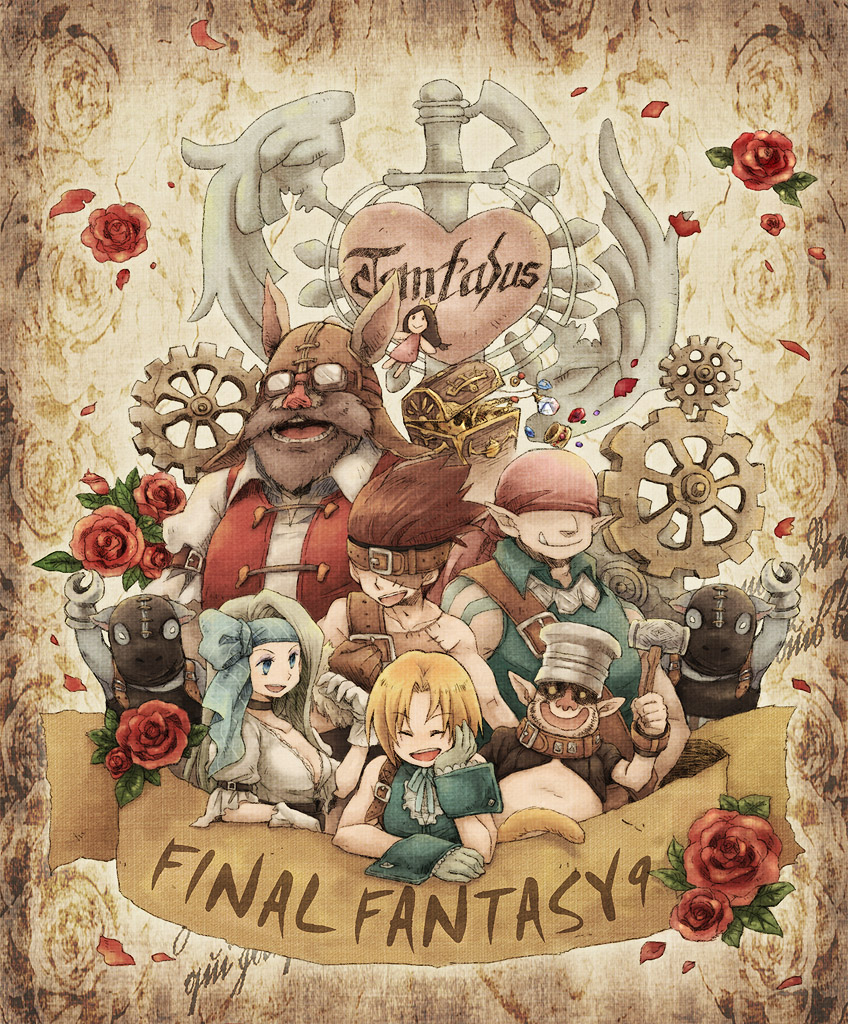 zidane tribal, ruby, blank, marcus, cinna, and 2 more (final fantasy) drawn by niwa_toriko