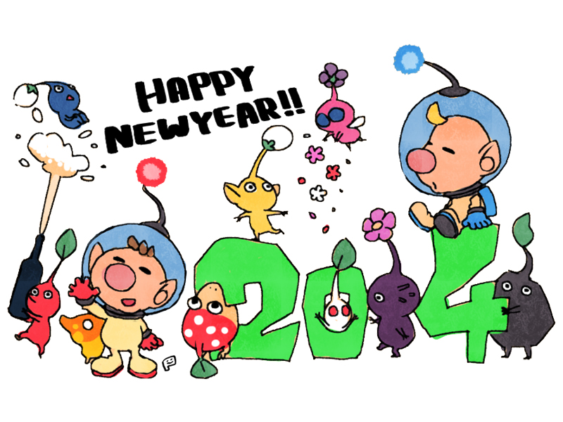 red pikmin, olimar, yellow pikmin, blue pikmin, purple pikmin, and 6 more (pikmin) drawn by ghost-pepper