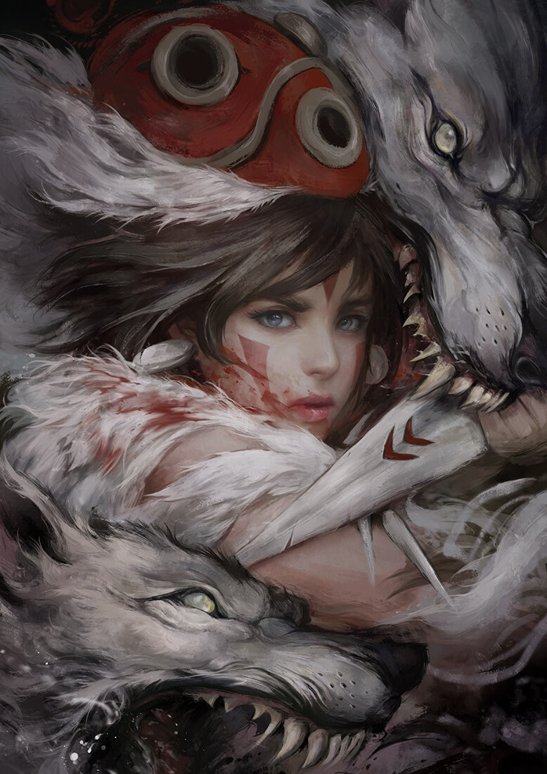 san and moro no ichizoku (mononoke hime) drawn by muju