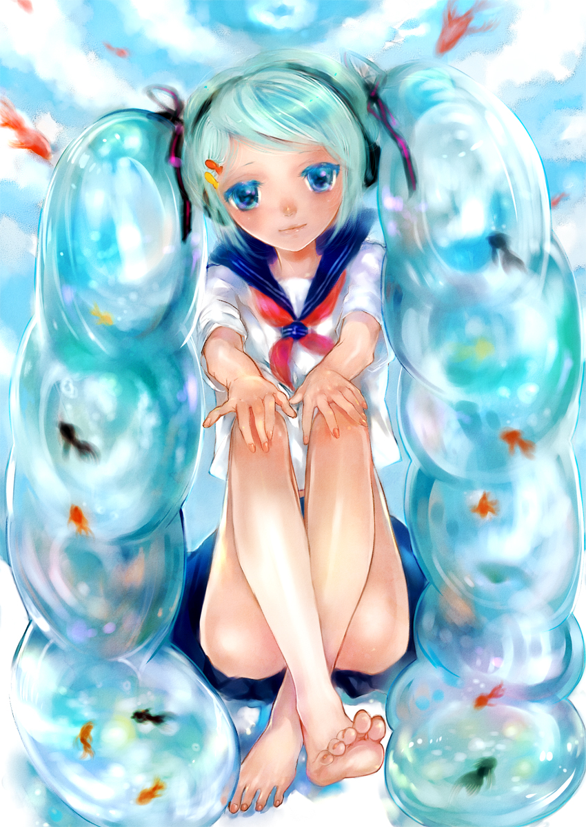 hatsune miku and bottle miku (vocaloid) drawn by wata_neko