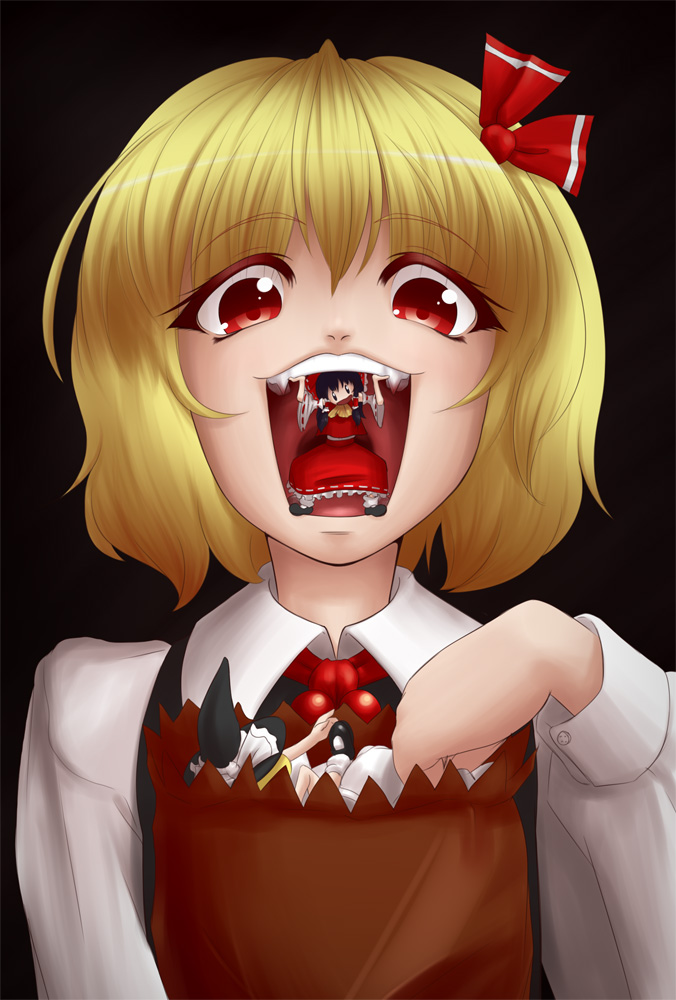 hakurei reimu, kirisame marisa, and rumia (touhou) drawn by mazume