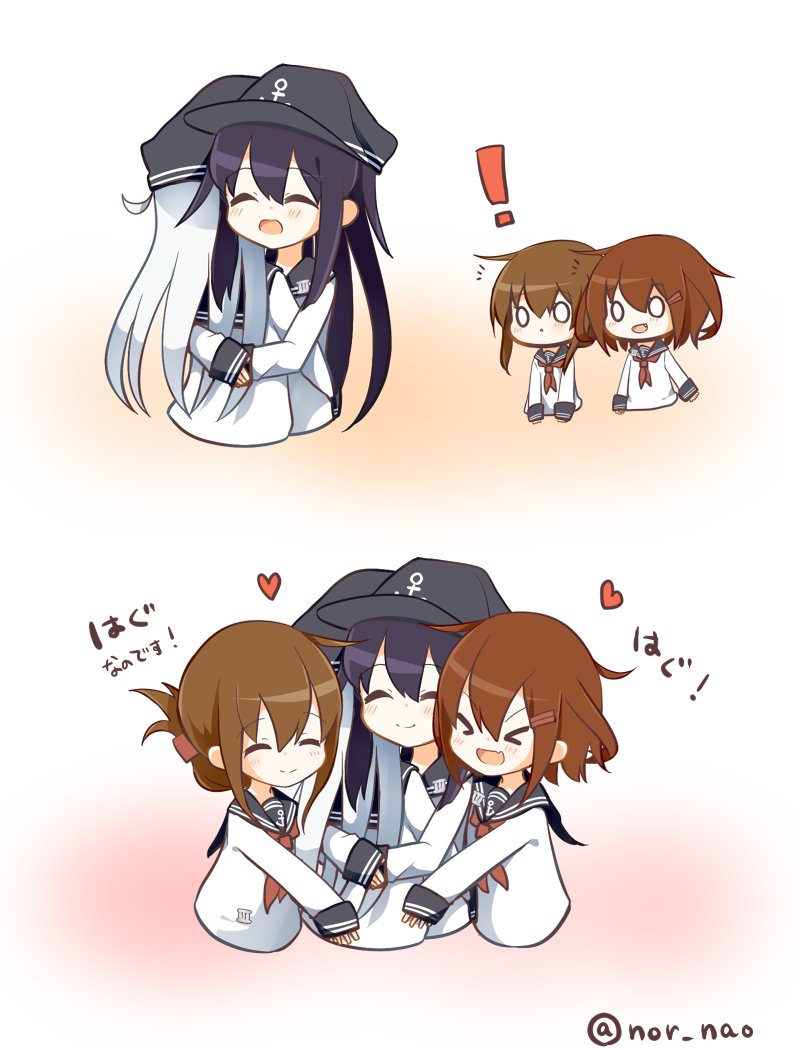 hibiki, inazuma, ikazuchi, and akatsuki (kantai collection) drawn by nor_nao
