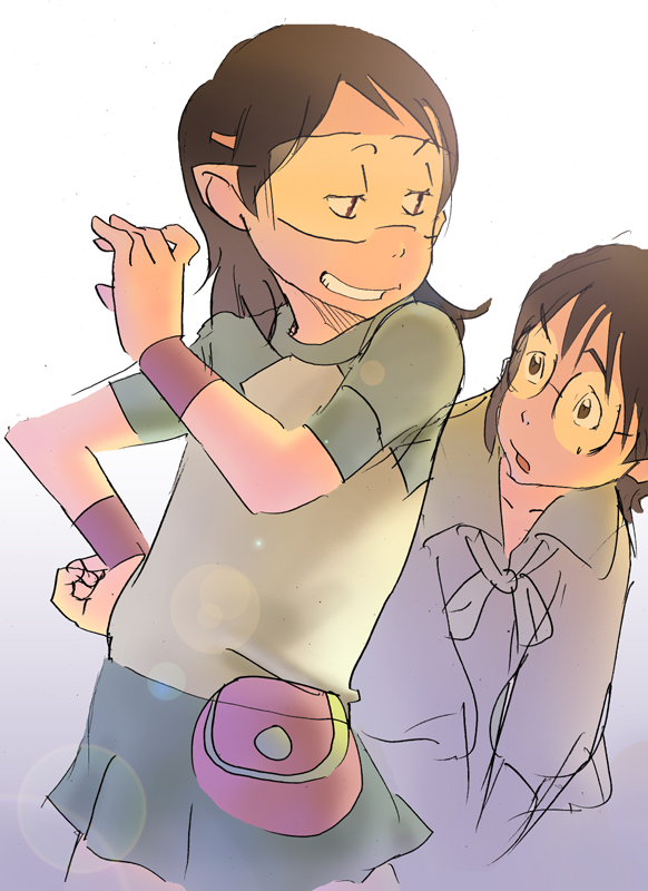 okonogi yuuko and hashimoto fumie (dennou coil) drawn by honzawa_yuuichirou