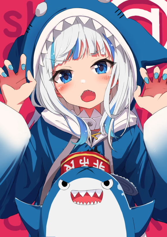 gawr gura and bloop (hololive and 1 more) drawn by remini_(scenceremini)