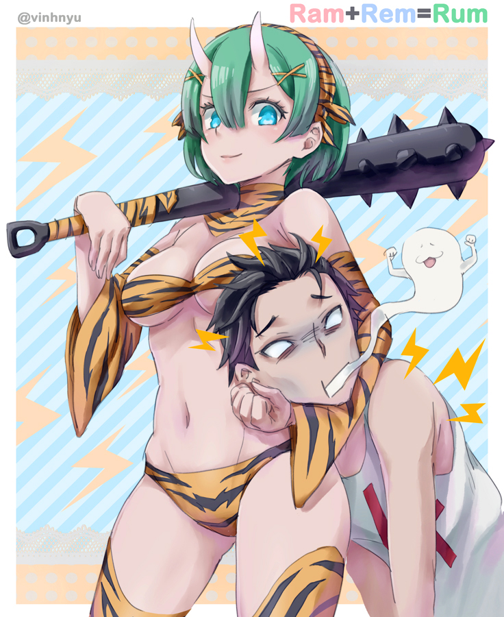 rem, lum, ram, and natsuki subaru (re:zero kara hajimeru isekai seikatsu and 1 more) drawn by vinhnyu