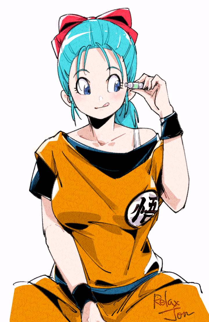 bulma and toriyama akira (dragon ball) drawn by relaxjon