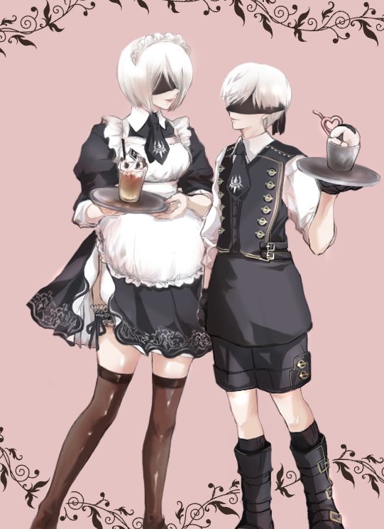 2b and 9s (nier and 1 more) drawn by tomo_(552252)
