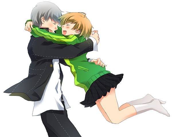 narukami yu and satonaka chie (persona and 1 more) drawn by tsuji_yuzu