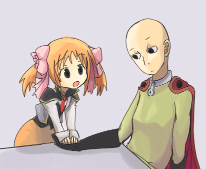 saitama and apricot sakuraba (one-punch man and 2 more) drawn by drawfag