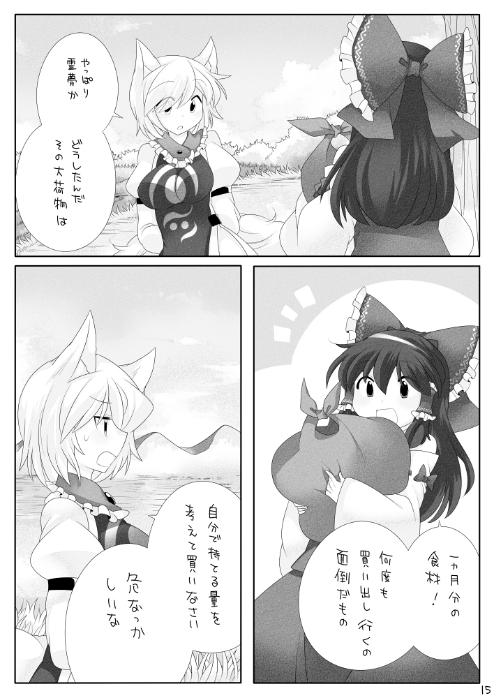 hakurei reimu and yakumo ran (touhou) drawn by hammer_(sunset_beach)